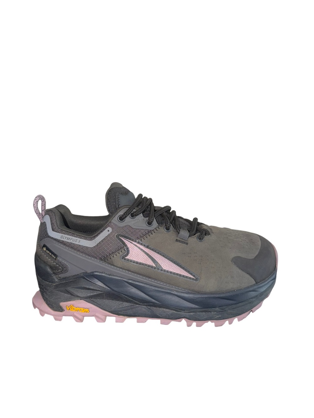 Altra Olympus 5 Women’s Trail Running Shoe - Gray with Pink Accent GTX size 7.5